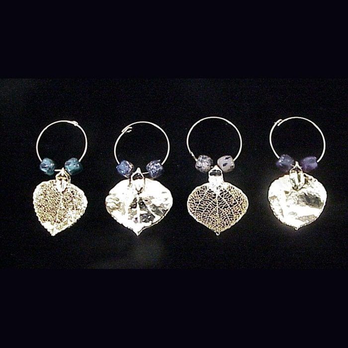 Aspen Leaf Wine Charms - Set of 4