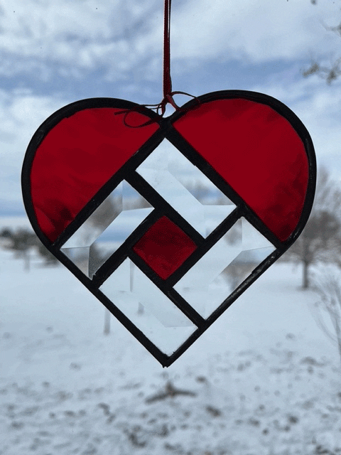 Heart stained glass sun catcher