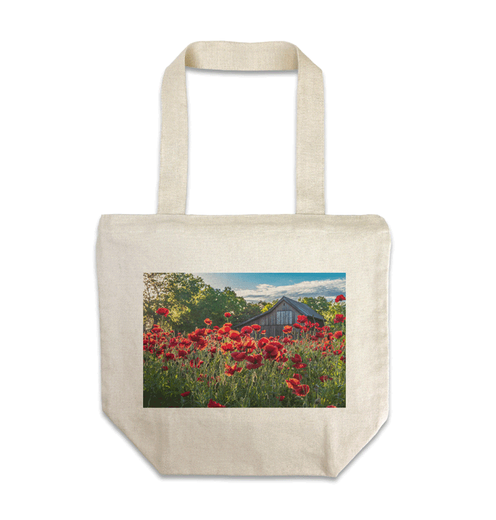 flowers and barn tote bag